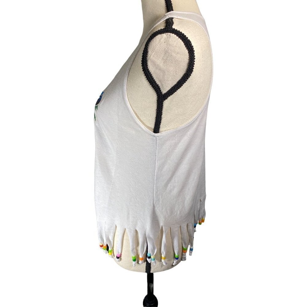 Amazonian jungle rain forest‎ sleeveless boho tank with tassels women size S/M - Picture 3 of 6